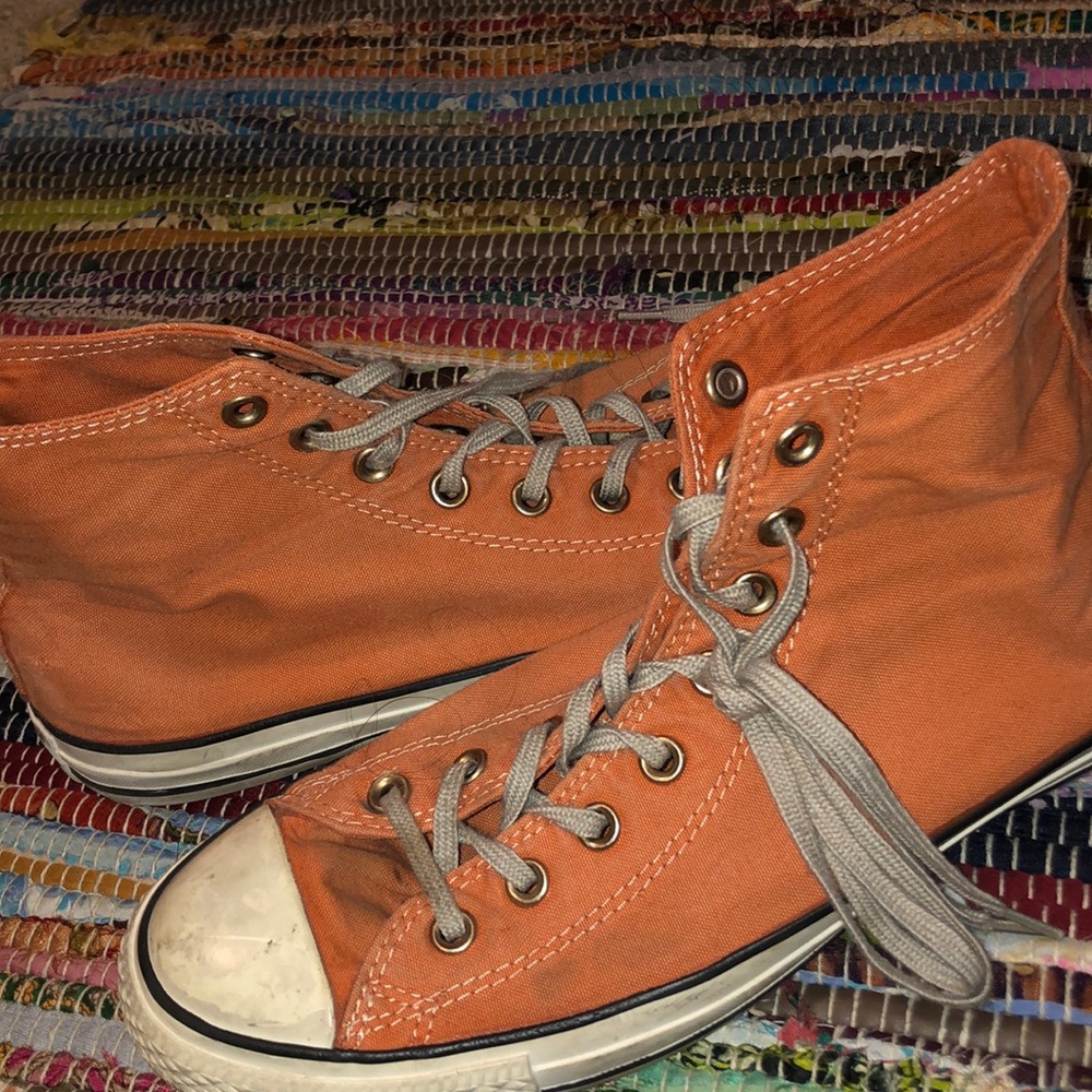Orange high top converse